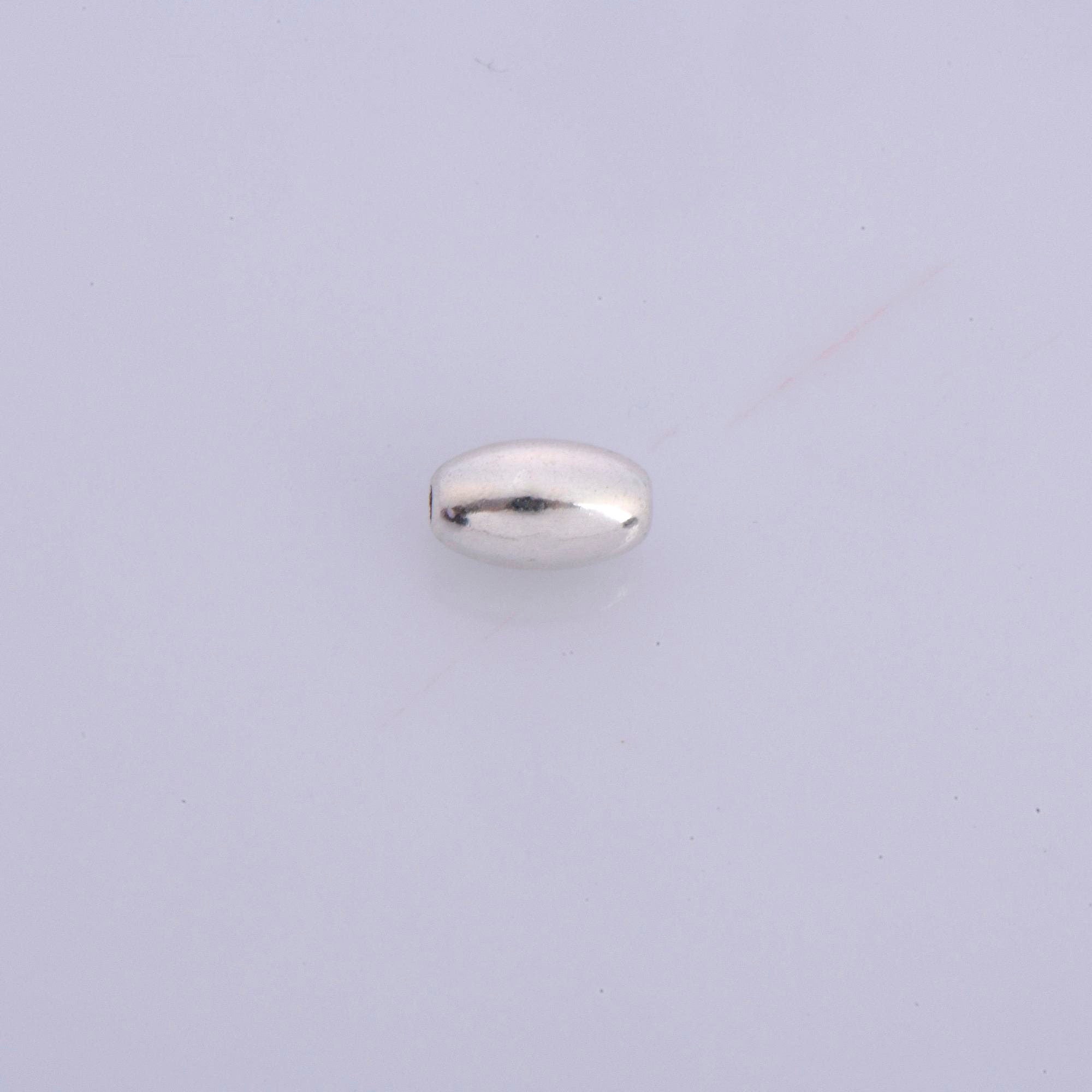 925 Sterling Silver Oval 10x6mm Beads, Solid Rice Beads, Seamless Olive Beads, Barrel Shape Bracelet Spacer Beads, Jewelry Supplies, M1D