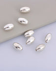 925 Sterling Silver Oval 12x7mm Beads, Solid 925 Rice Beads, Seamless Olive Beads, Barrel Shape Bracelet Spacer Beads, Jewelry Supplies, M1E
