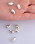 925 Sterling Silver Oval 12x7mm Beads, Solid 925 Rice Beads, Seamless Olive Beads, Barrel Shape Bracelet Spacer Beads, Jewelry Supplies, M1E