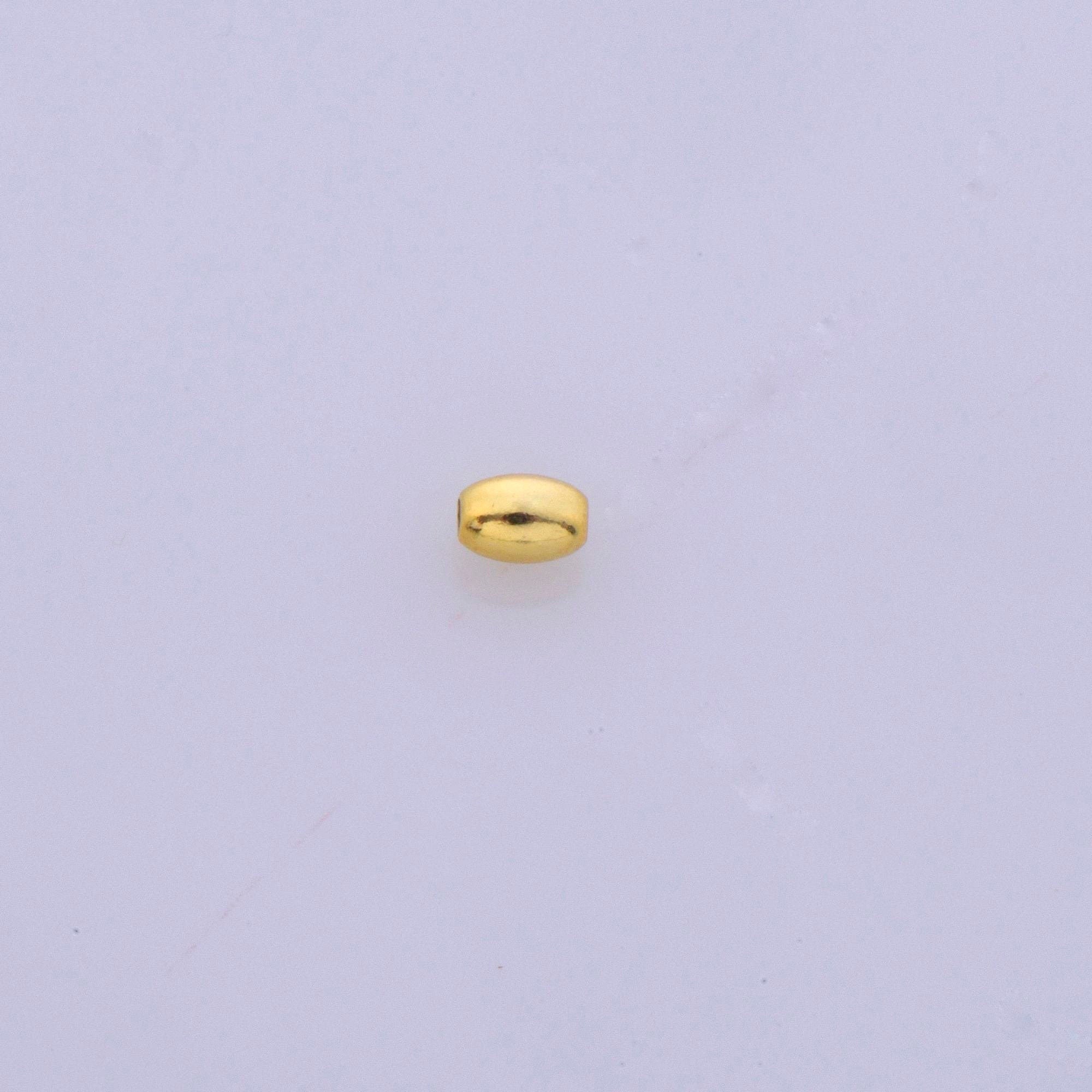 24K Gold Plated Rice Shape Beads, 925 Silver Oval 4.5x3mm Beads in 24K Gold Vermeil, Smooth Seamless Olive Beads, Jewelry Supplies, VM1A