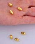 24K Gold 8x5mm Plated Rice Shape Beads, 925 Silver Oval Beads in 24K Gold Vermeil, Smooth Seamless Olive Beads, Jewelry Supplies, VM1C