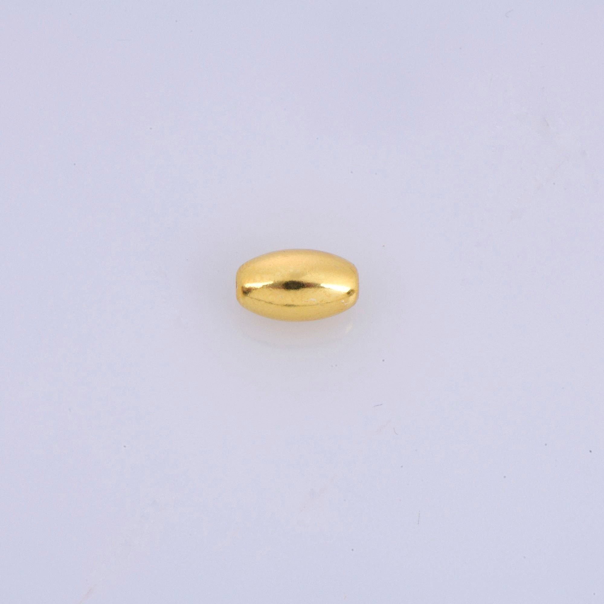 24K Gold 10x6mm Plated Rice Shape Beads, 925 Silver Oval Beads in 24K Gold Vermeil, Smooth Seamless Olive Beads, Jewelry Supplies, VM1D
