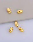 24K Gold 10x6mm Plated Rice Shape Beads, 925 Silver Oval Beads in 24K Gold Vermeil, Smooth Seamless Olive Beads, Jewelry Supplies, VM1D