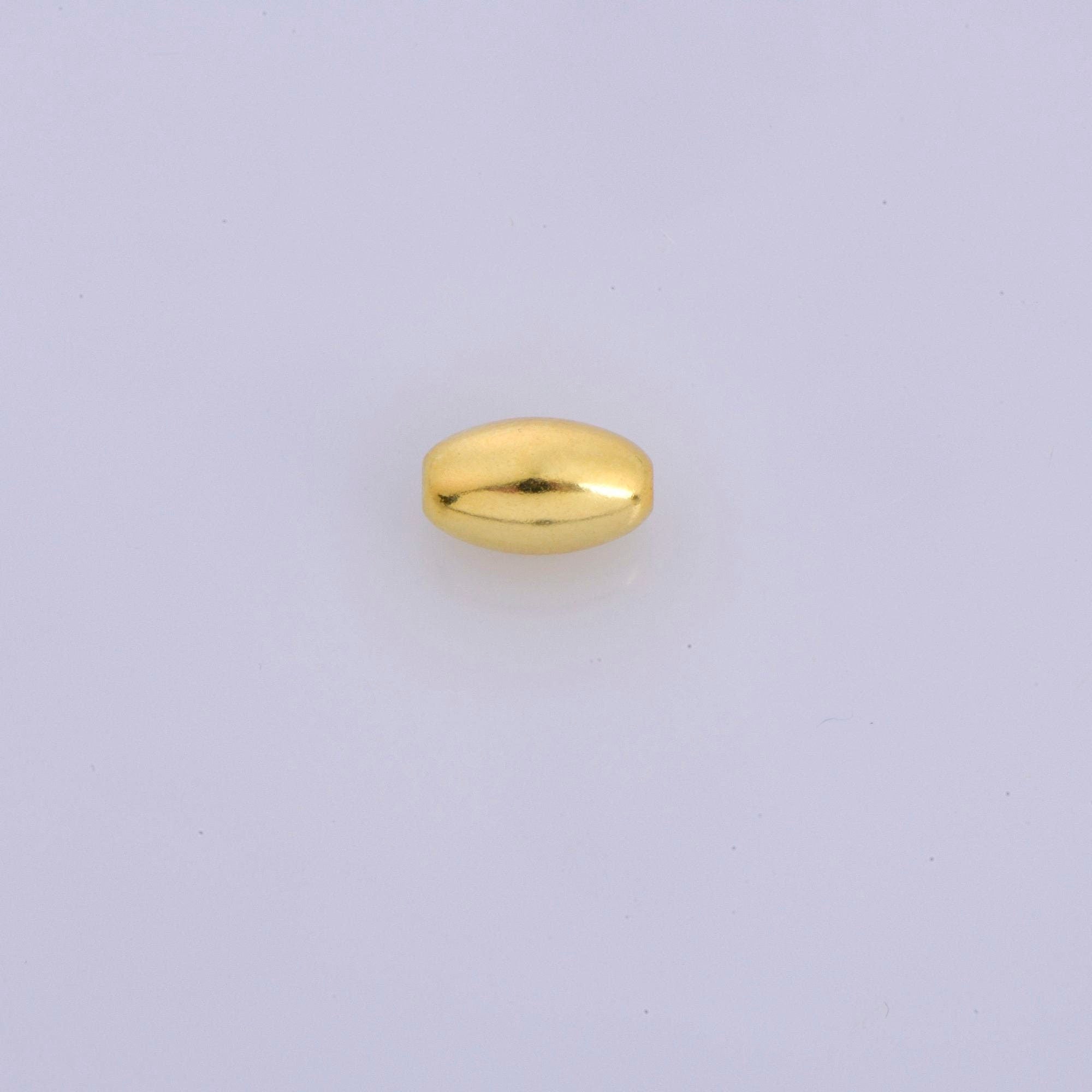 24K Gold 12x7mm Plated Rice Shape Beads, 925 Silver Oval Beads in 24K Gold Vermeil, Smooth Seamless Olive Beads, Jewelry Supplies, VM1E