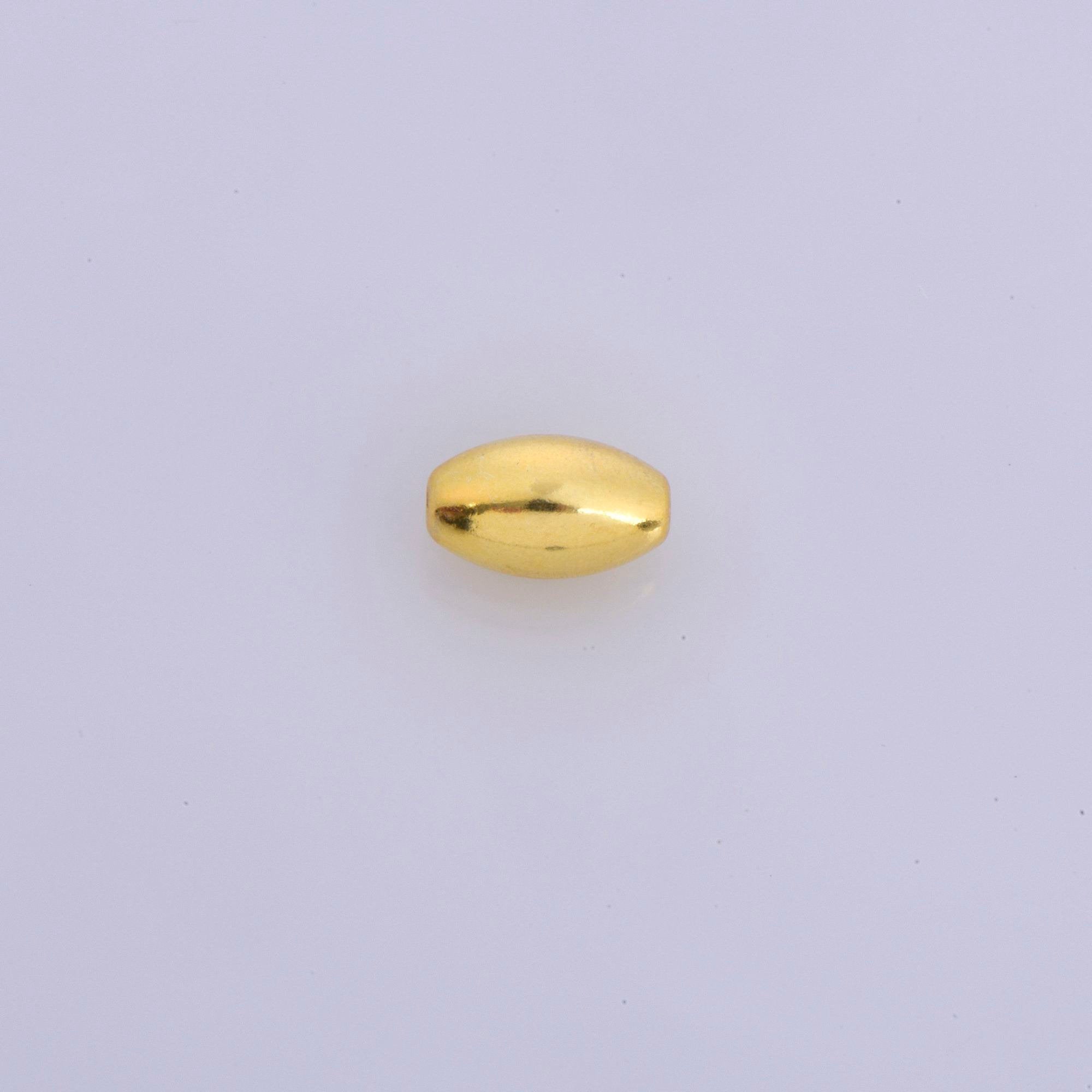 24K Gold Plated Rice Shape Beads, 925 Silver Oval 13.5x8mm Beads in 24K Gold Vermeil, Smooth Seamless Olive Beads, Jewelry Supplies, VM1F