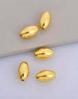 24K Gold Plated Rice Shape Beads, 925 Silver Oval 13.5x8mm Beads in 24K Gold Vermeil, Smooth Seamless Olive Beads, Jewelry Supplies, VM1F