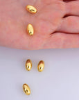 24K Gold 4.5 to 13.5mm Plated Rice Shape Beads, 925 Silver Oval Beads in Gold Vermeil, Smooth Seamless Olive Beads, Jewelry Supplies, VM1A-F