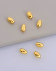 24K Gold 4.5 to 13.5mm Plated Rice Shape Beads, 925 Silver Oval Beads in Gold Vermeil, Smooth Seamless Olive Beads, Jewelry Supplies, VM1A-F