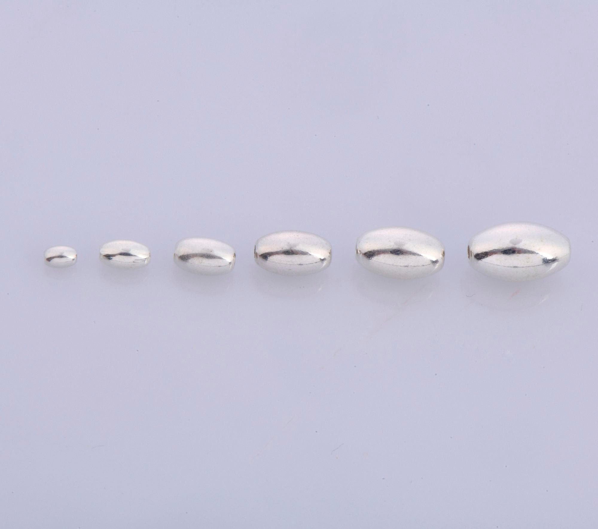 925 Silver & 24K Gold Vermeil Seamless Oval Beads, Rice Shape Beads, Smooth Seamless Olive Beads, Jewelry Supplies, Findings, VM1/M1 A-F