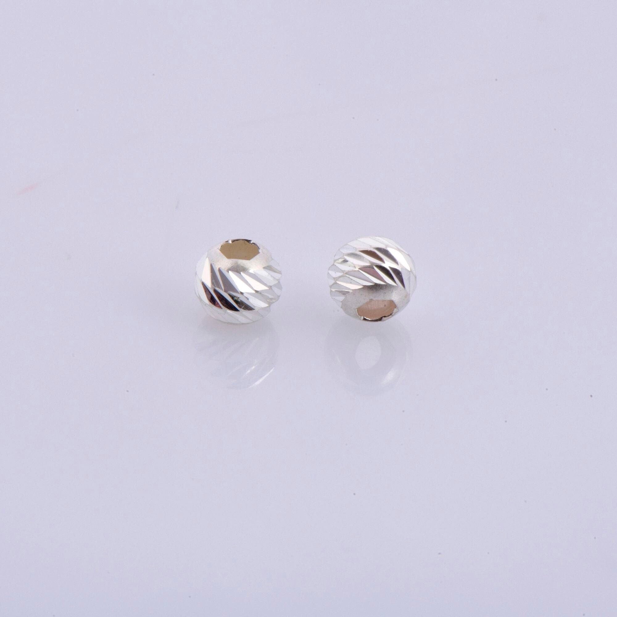 925 Silver Diamond Cut 5mm Round Beads, Sterling Silver Laser Multi Diamond Cut Beads, Moon Cut Spacer Beads, Jewelry Crafting Supplies, M2D