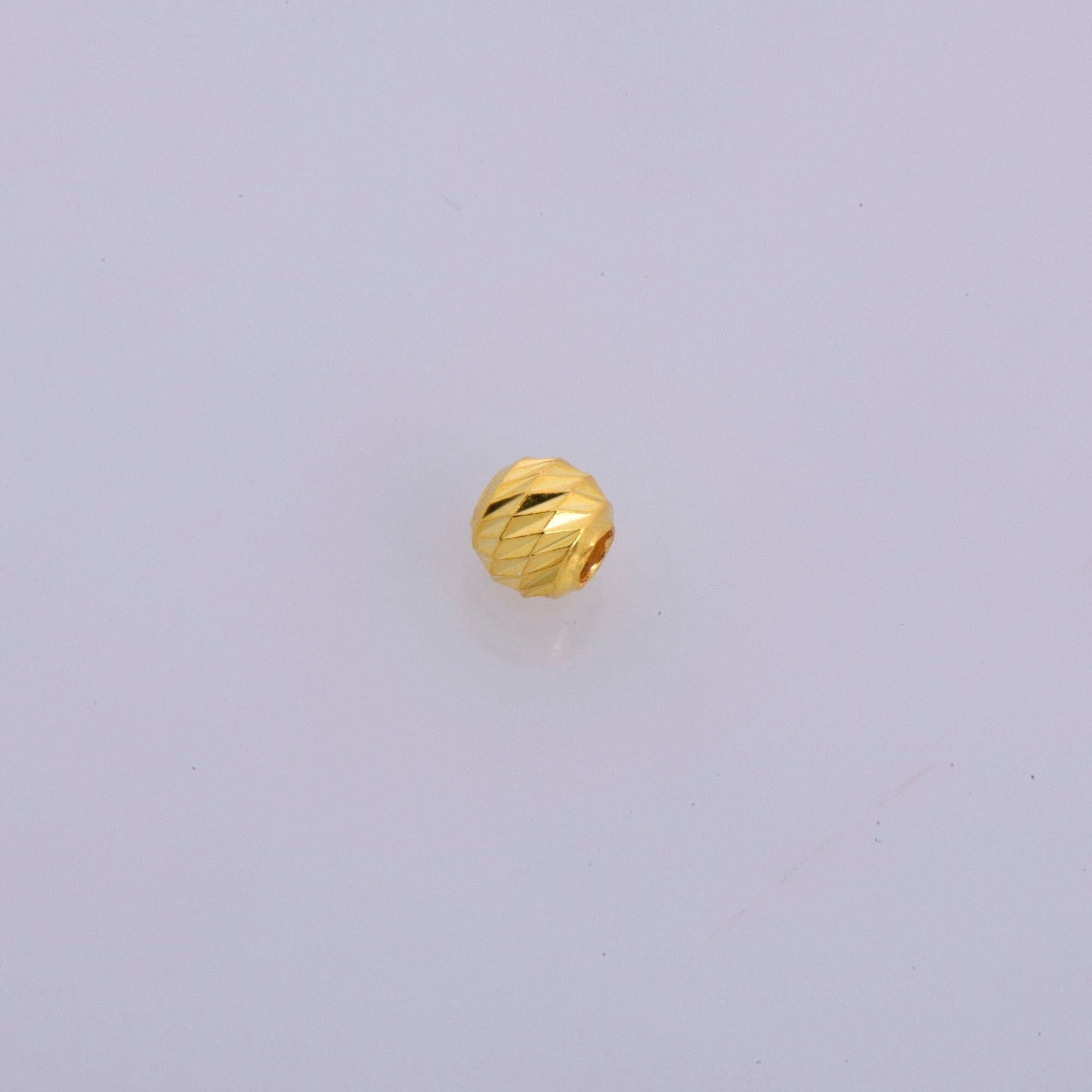 24K Gold Vermeil Diamond Cut 4mm Round Beads, Silver Laser Multi Diamond Cut Beads in 24K, Moon Cut Spacer Beads, Jewelry Supplies, VM2C