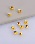 24K Gold Vermeil Diamond Cut 6mm Round Beads, Silver Laser Multi Diamond Cut Beads in 24K, Moon Cut Spacer Beads, Jewelry Supplies, VM2E