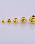 925 Silver & 24K Gold Diamond Cut Round Beads, Laser Multi Diamond Cut Beads, Moon Cut Spacer Beads, Jewelry Supplies, VM2/M2 A-F