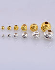 925 Silver & 24K Gold Diamond Cut Round Beads, Laser Multi Diamond Cut Beads, Moon Cut Spacer Beads, Jewelry Supplies, VM2/M2 A-F