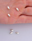 925 Sterling Silver 6.5x4mm Oval Beads, Rice Beads, Smooth Seamless Olive Beads, Barrel Shape Bracelet Spacer Beads, Jewelry Supplies, M1B
