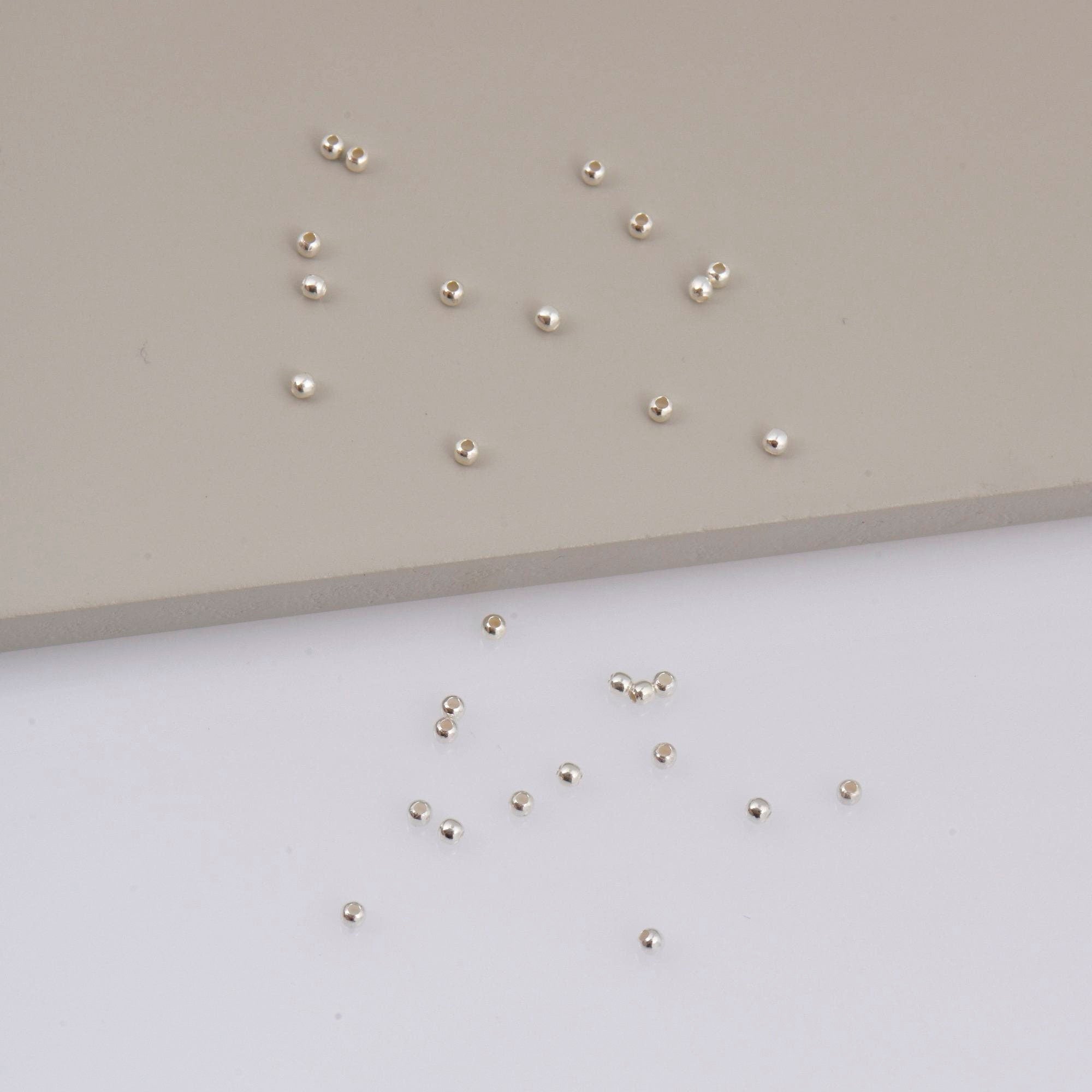 925 Sterling Silver 2mm Round Beads, Smooth Seamless Round Beads, Solid Round Shape Beads, Seperator Beads, Jewelry Crafting Supplies, M3A