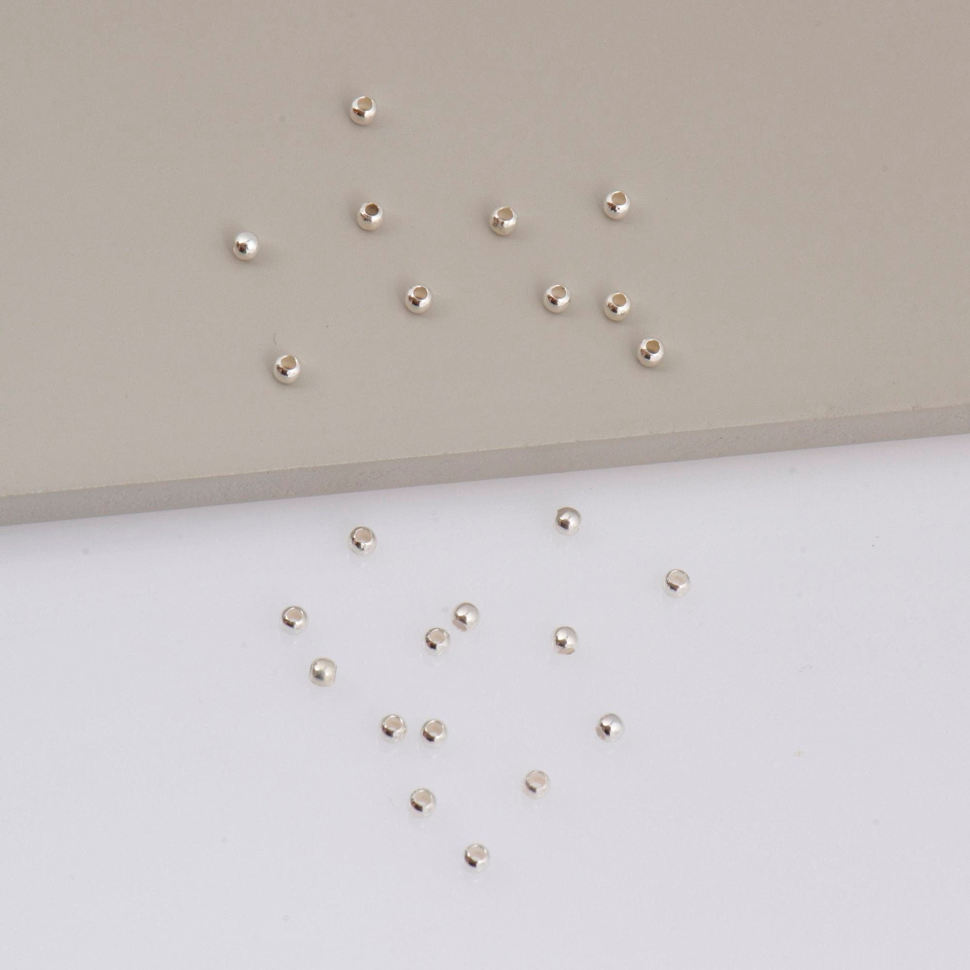 925 Sterling Silver 2.5mm Round Beads, Smooth Seamless Round Beads, Solid Round Shape Beads, Seperator Beads, Jewelry Crafting Supplies, M3B