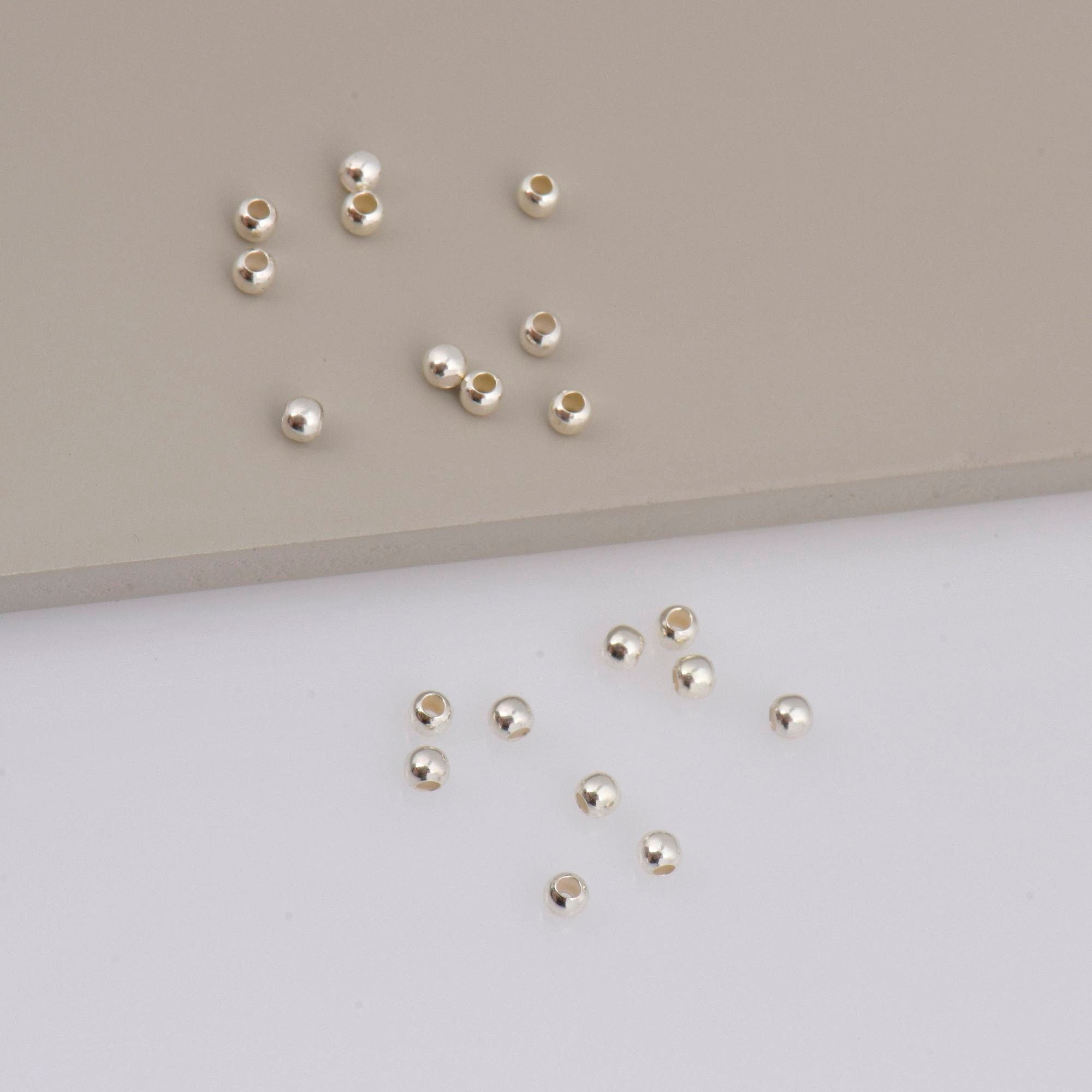 925 Sterling Silver 3mm Round Beads, Smooth Seamless Round Beads, Solid Round Shape Beads, Seperator Beads, Jewelry Crafting Supplies, M3C