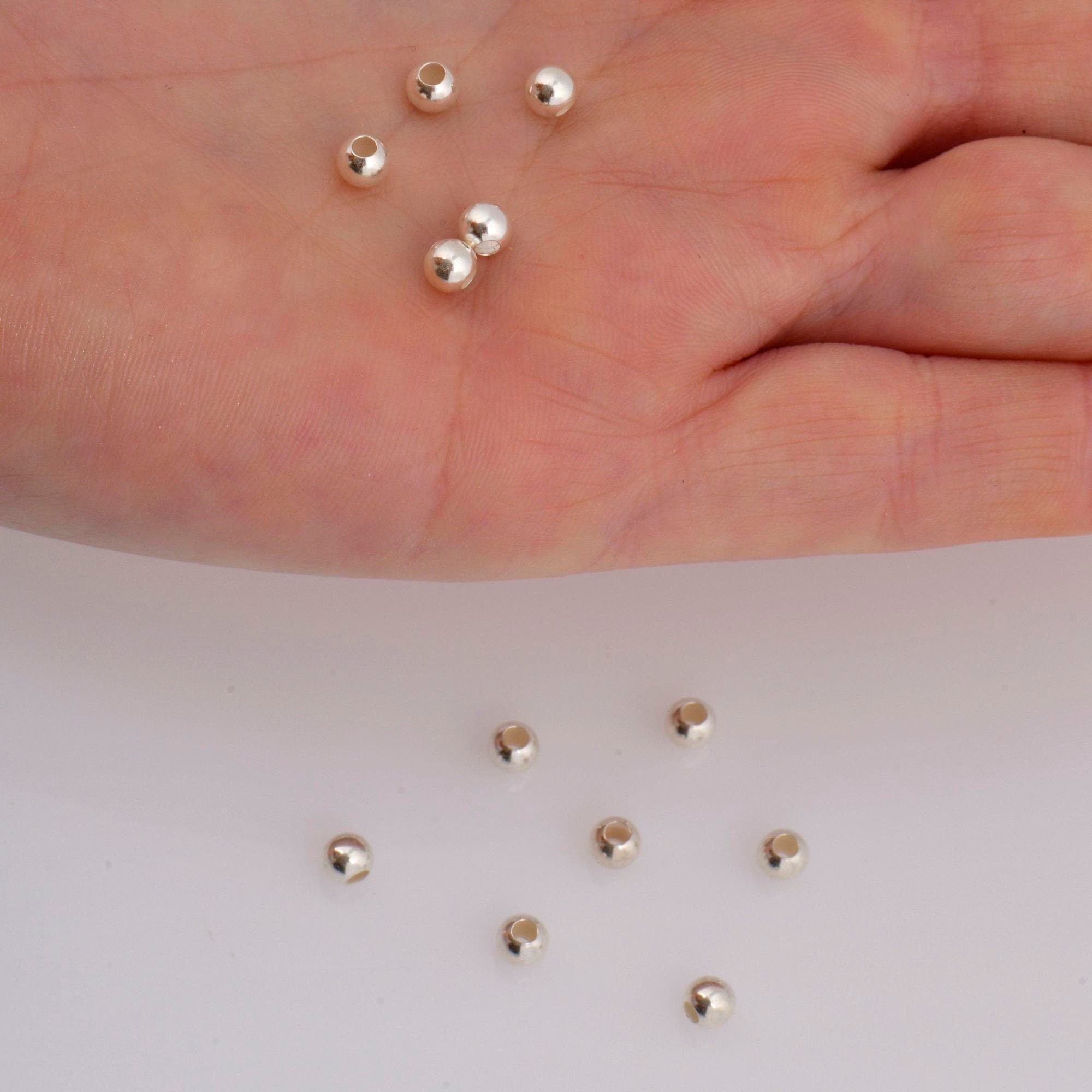 925 Sterling Silver 4mm Round Beads, Smooth Seamless Round Beads, Round Shape Beads, Seperator Beads, Jewelry Crafting Supplies, M3E