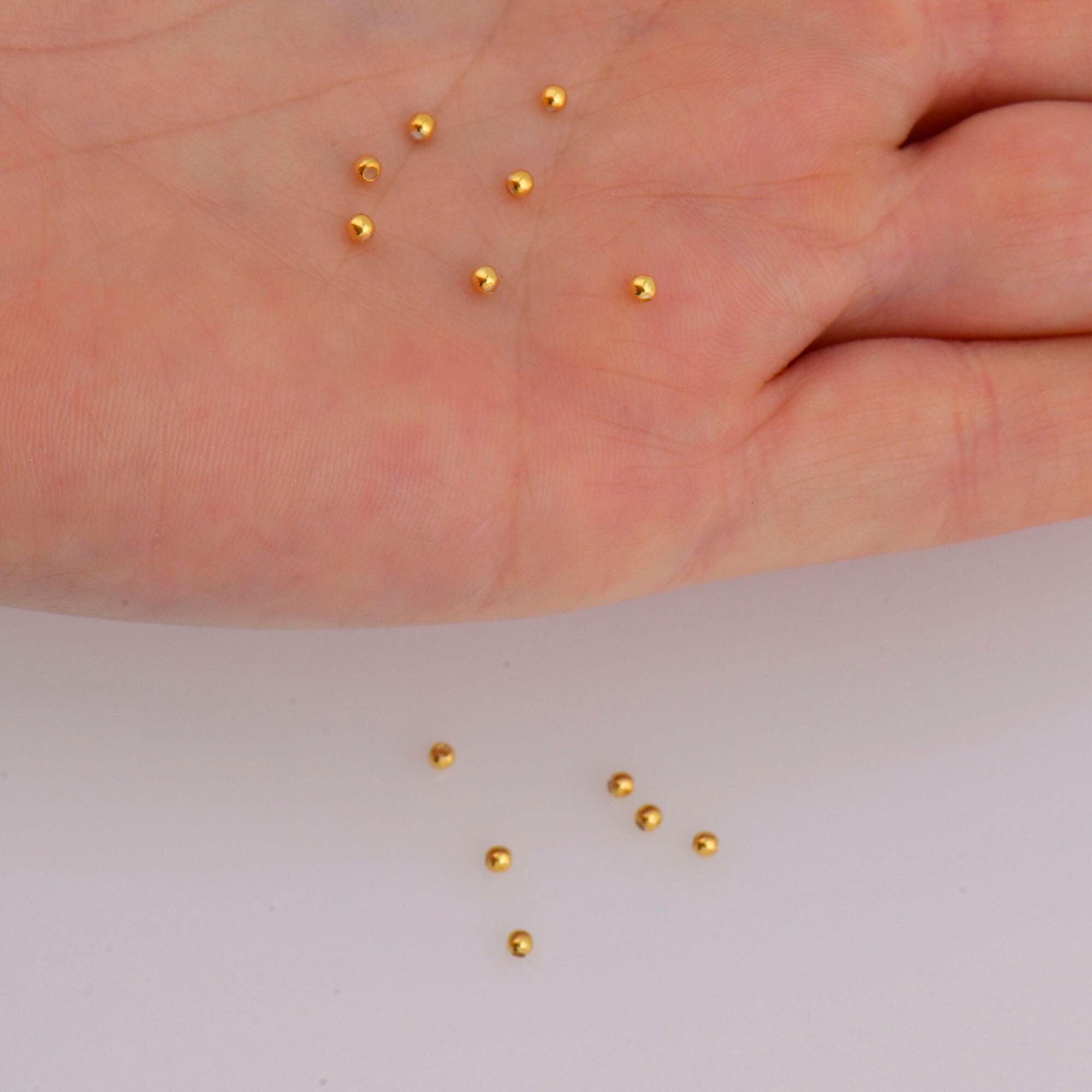 24K Gold 2mm Plated Seamless Round Beads, 925 Silver Round Beads in Gold Vermeil, Round Shape Seperator Beads, Jewelry Craft Supplies, VM3A