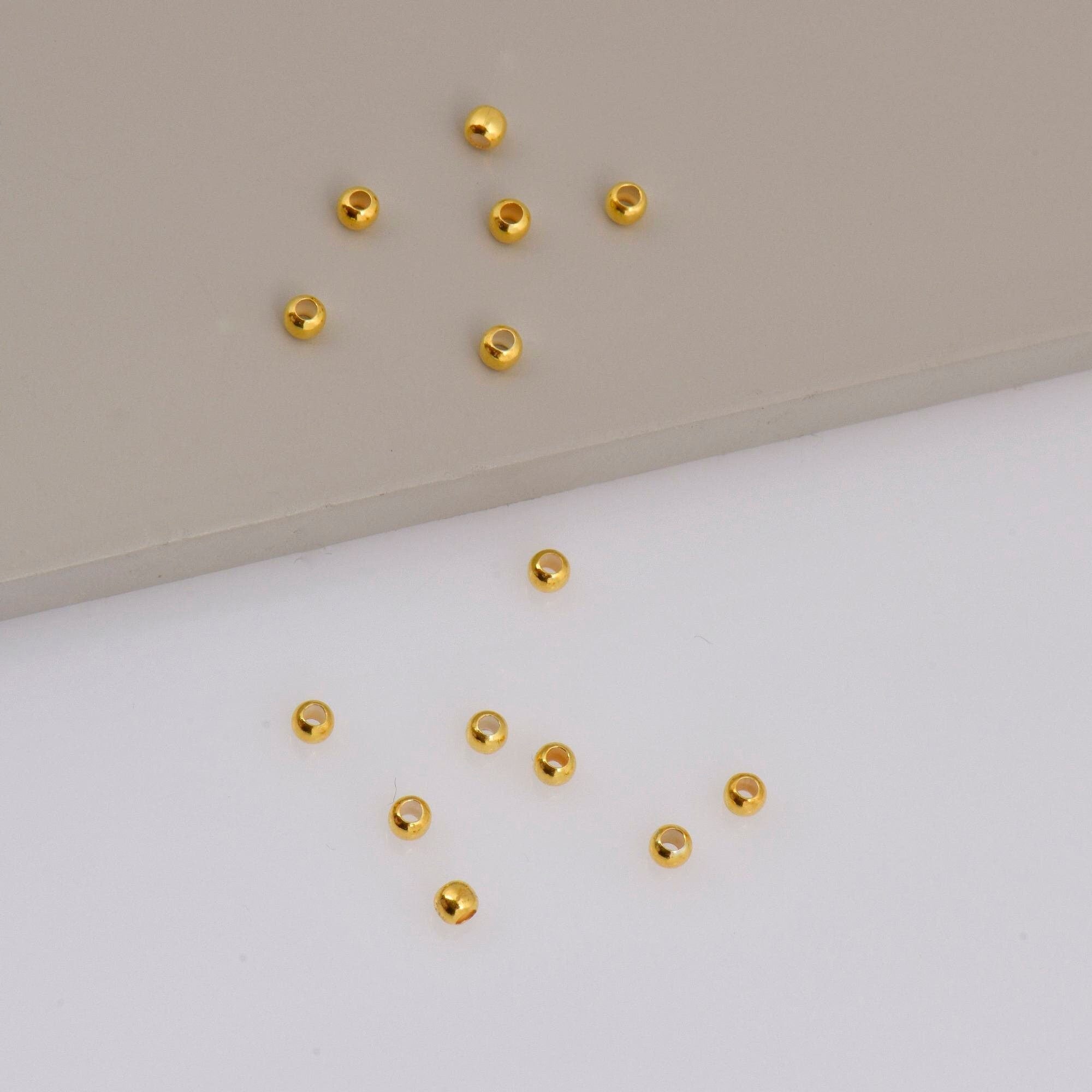 925 Silver 2.5mm Round Beads in 24K Gold Vermeil, 24K Gold Plated Seamless Round Beads, Round Shape Seperator Beads, Jewelry Supplies, VM3B