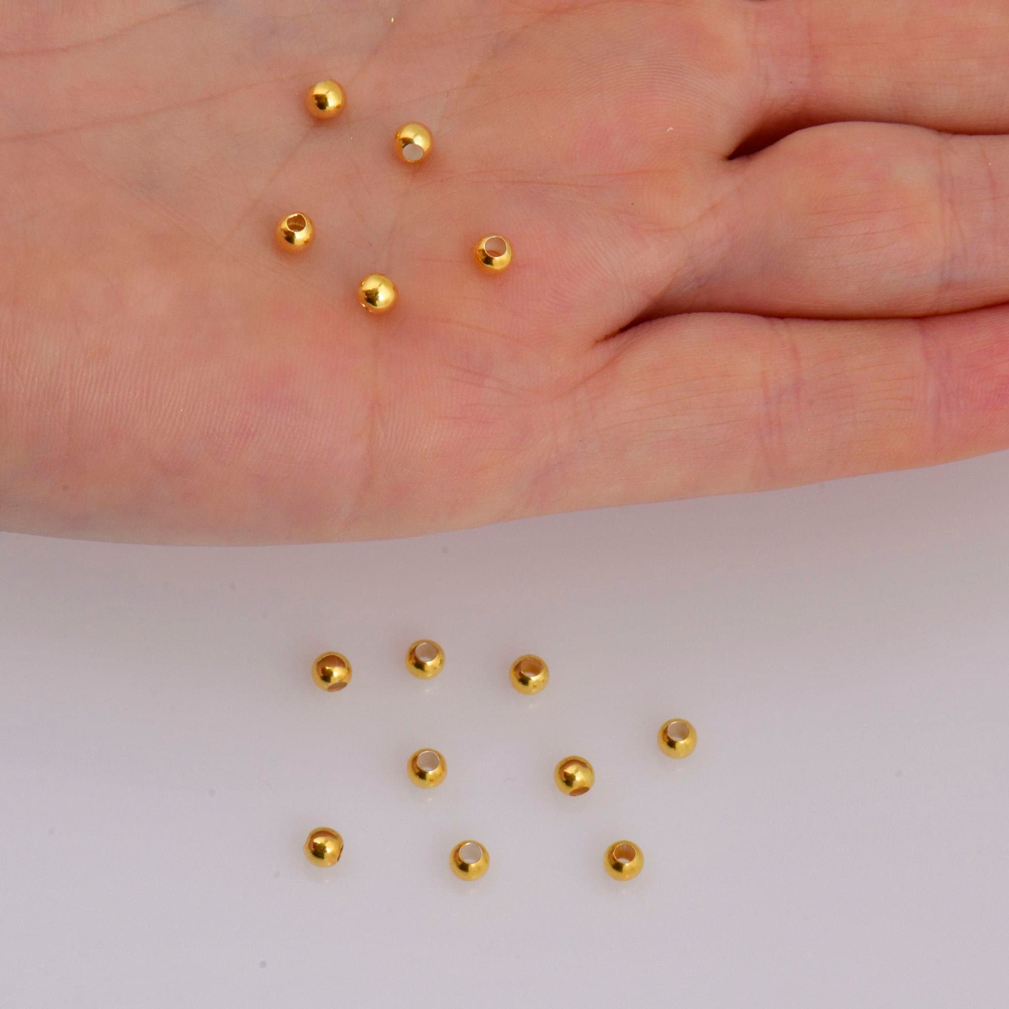 24K Gold 3.5mm Plated Seamless Round Beads, 925 Silver Round Beads in 24K Gold Vermeil, Round Shape Seperator Beads, Jewelry Supplies, VM3D