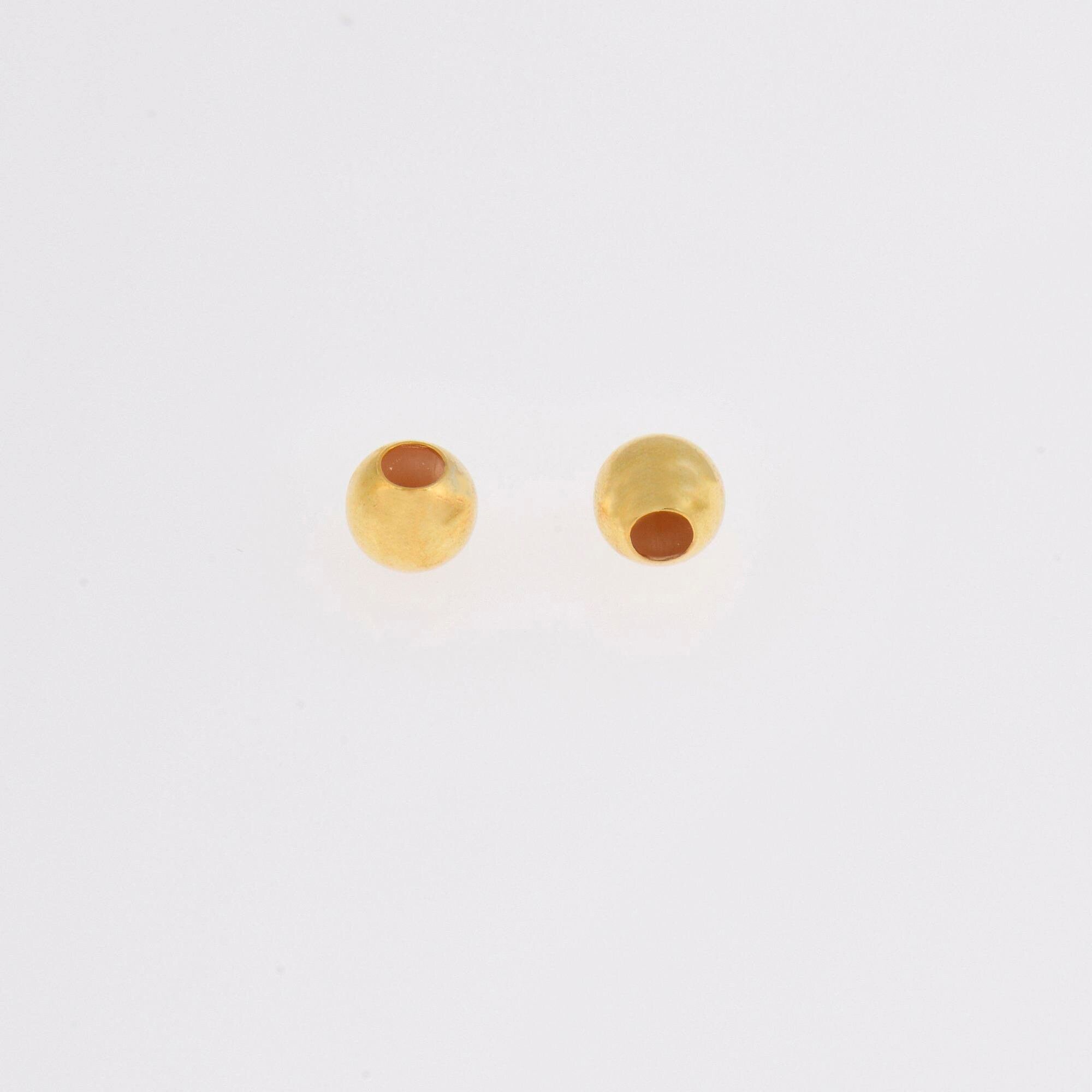 24K Gold 4mm Round Beads, 925 Silver Plated Seamless Round Beads in 24K Gold Vermeil, Round Shape Seperator Beads, Jewelry Supplies, VM3E