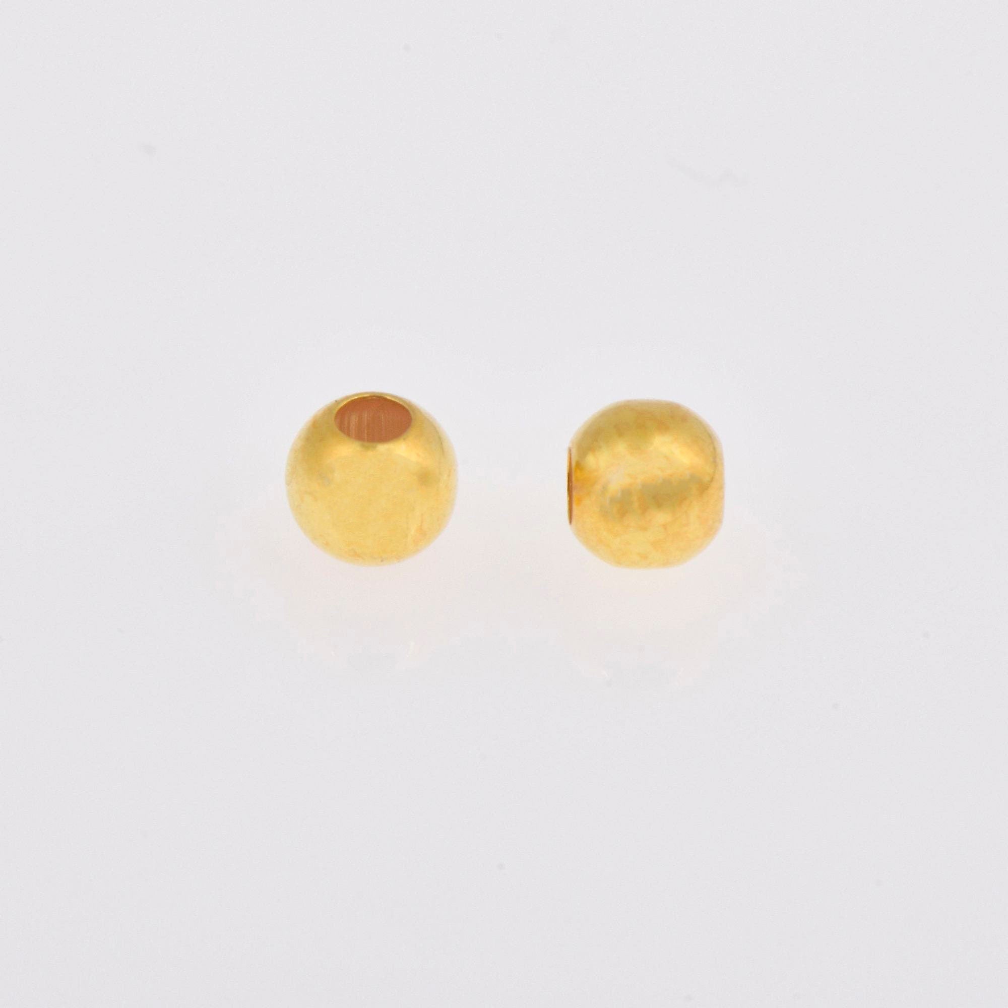 24K Gold 5mm Plated Seamless Round Beads, 925 Silver Round Beads in 24K Gold Vermeil, Round Shape Seperator Beads, Jewelry Supplies, VM3F