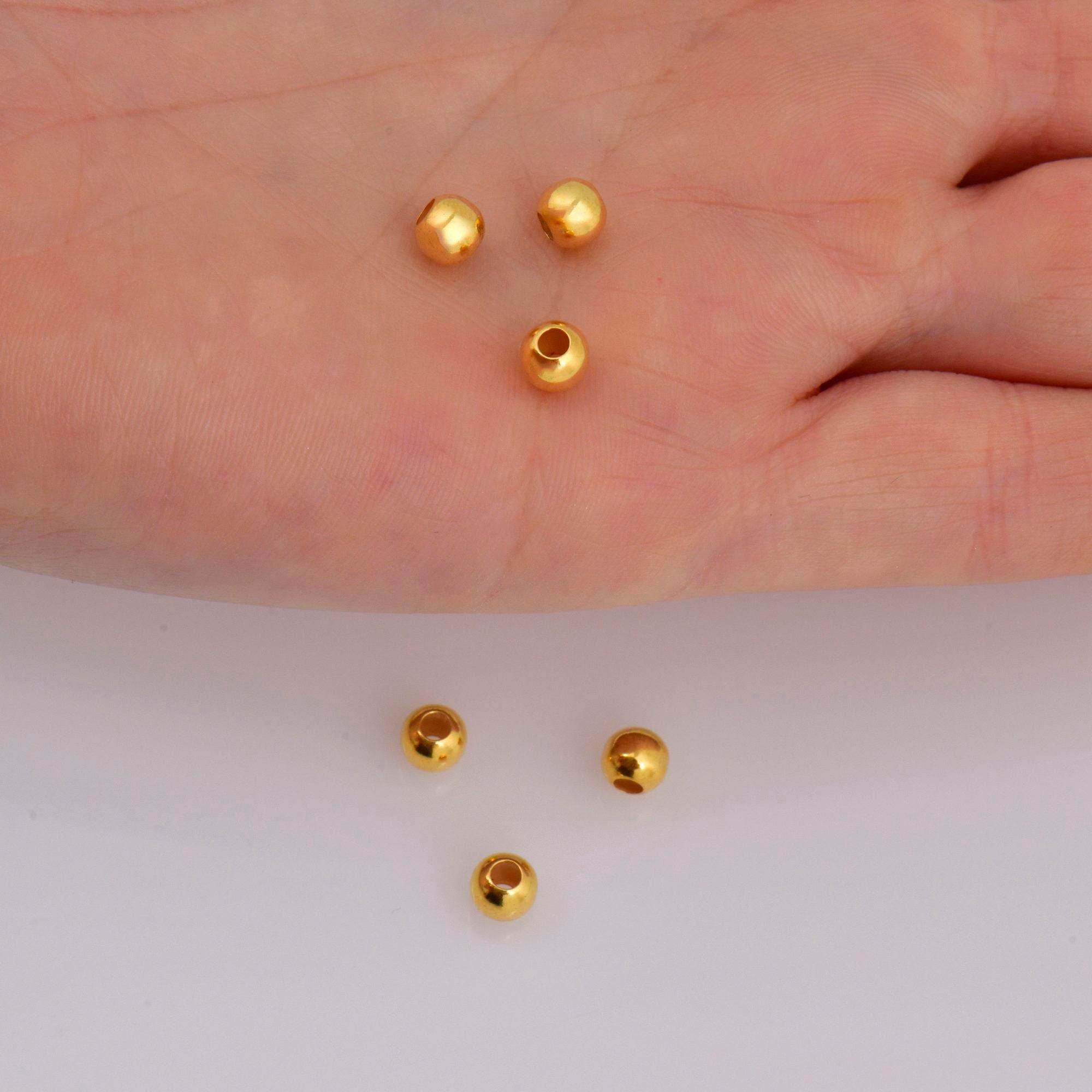 24K Gold 5mm Plated Seamless Round Beads, 925 Silver Round Beads in 24K Gold Vermeil, Round Shape Seperator Beads, Jewelry Supplies, VM3F