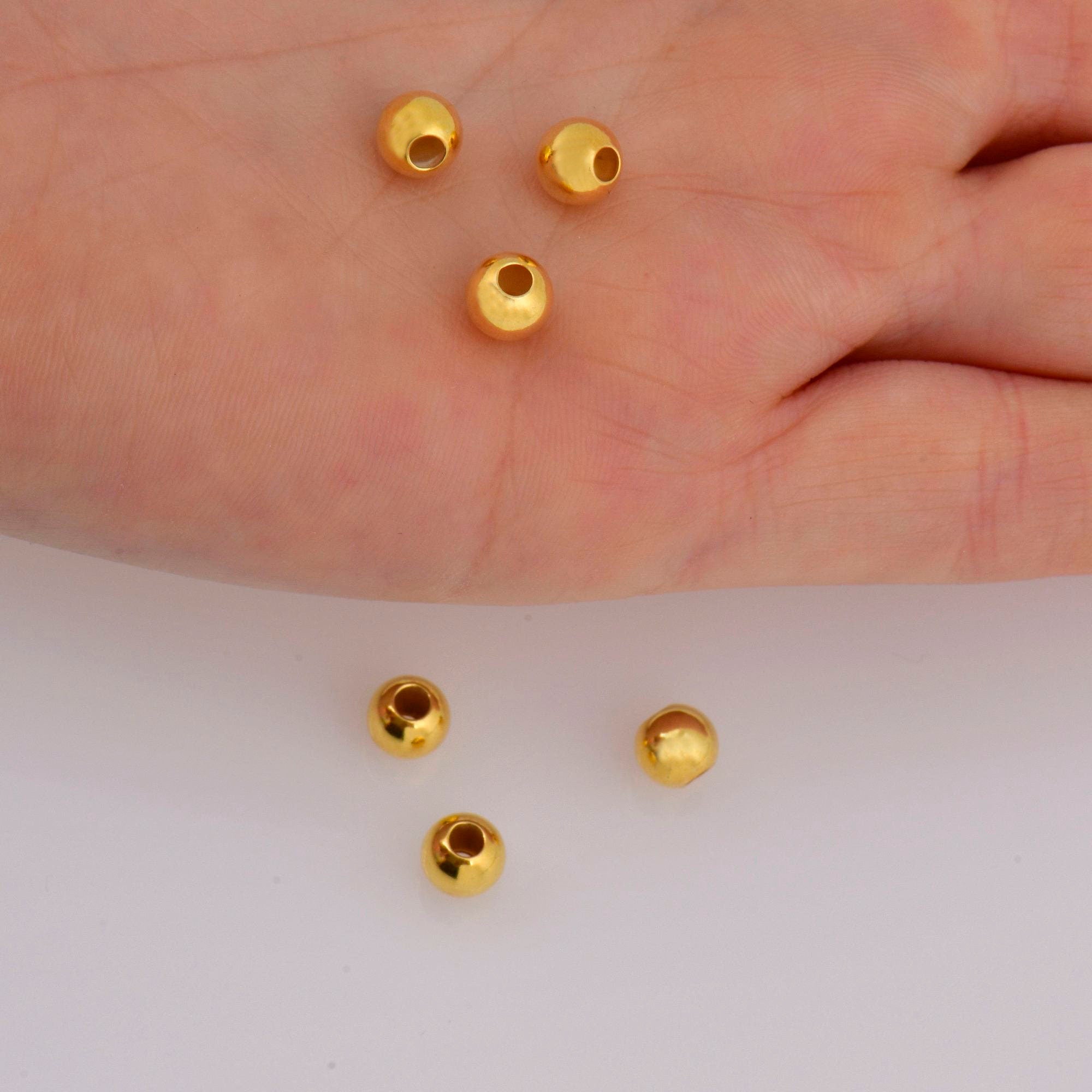24K Gold 6mm Plated Seamless Round Beads, 925 Silver Round Beads in 24K Gold Vermeil, Round Shape Seperator Beads, Jewelry Supplies, VM3G