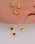 24K Gold 6mm Plated Seamless Round Beads, 925 Silver Round Beads in 24K Gold Vermeil, Round Shape Seperator Beads, Jewelry Supplies, VM3G