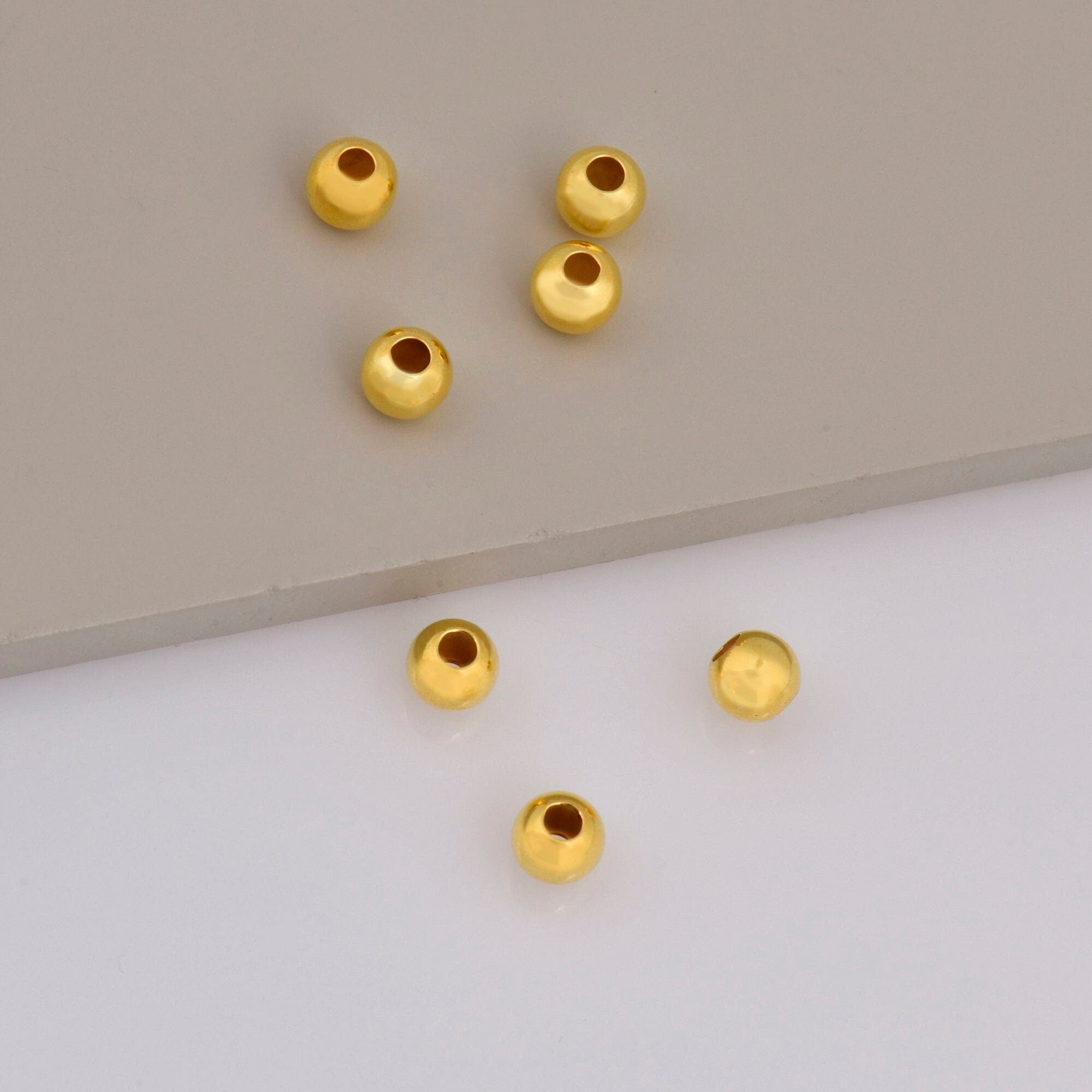 24K Gold 6mm Plated Seamless Round Beads, 925 Silver Round Beads in 24K Gold Vermeil, Round Shape Seperator Beads, Jewelry Supplies, VM3G