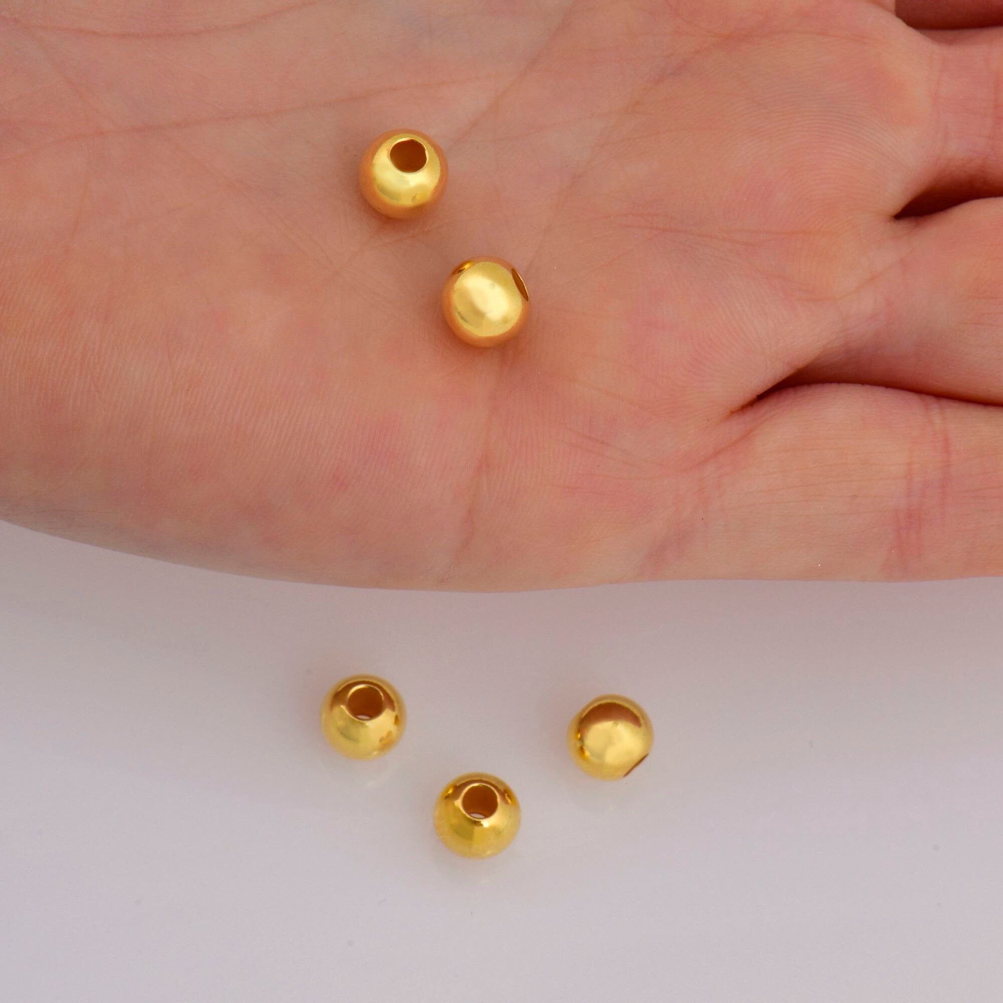 24K Gold 7mm Plated Seamless Round Beads, 925 Silver Round Beads in 24K Gold Vermeil, Round Shape Seperator Beads, Jewelry Supplies, VM3H