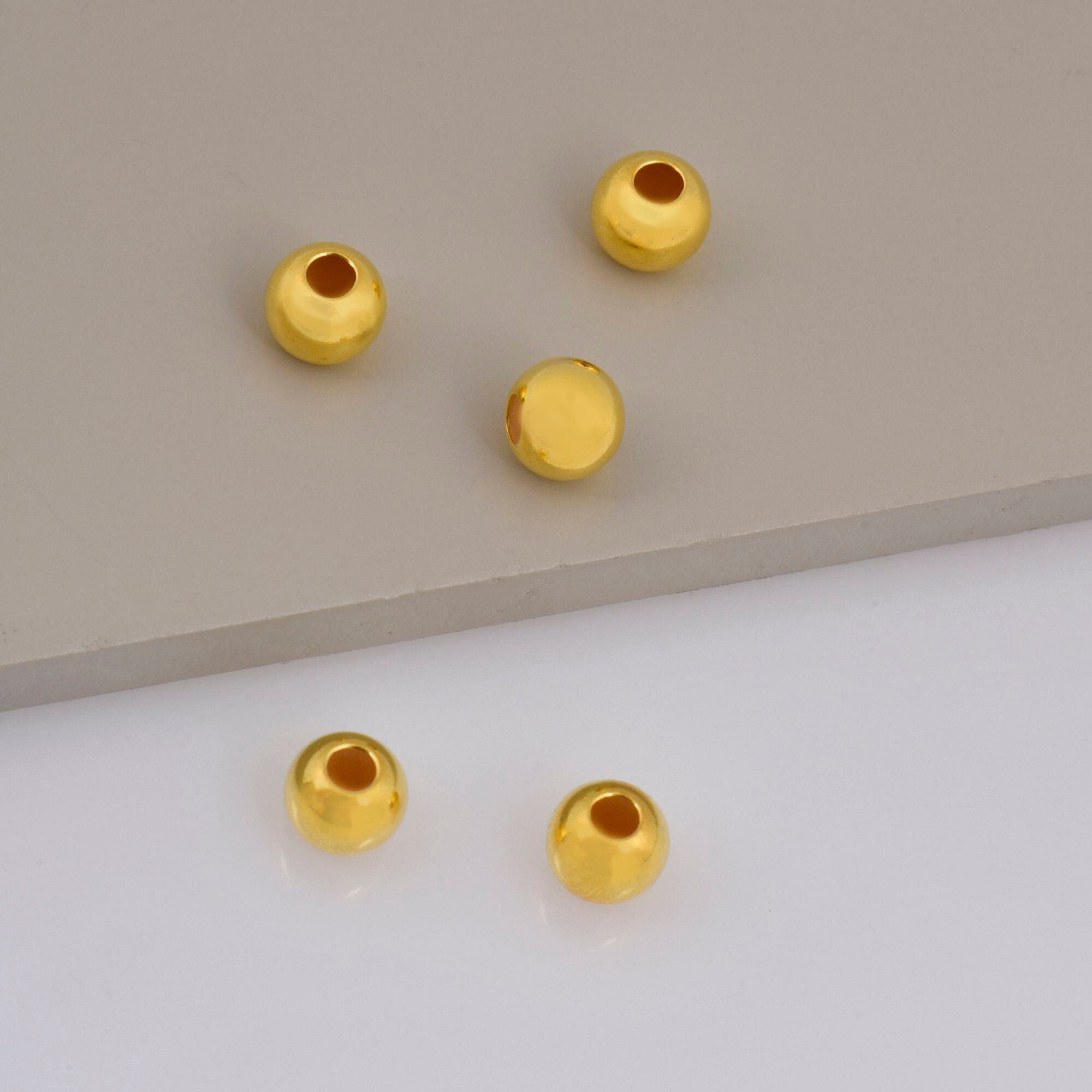 24K Gold 7mm Plated Seamless Round Beads, 925 Silver Round Beads in 24K Gold Vermeil, Round Shape Seperator Beads, Jewelry Supplies, VM3H