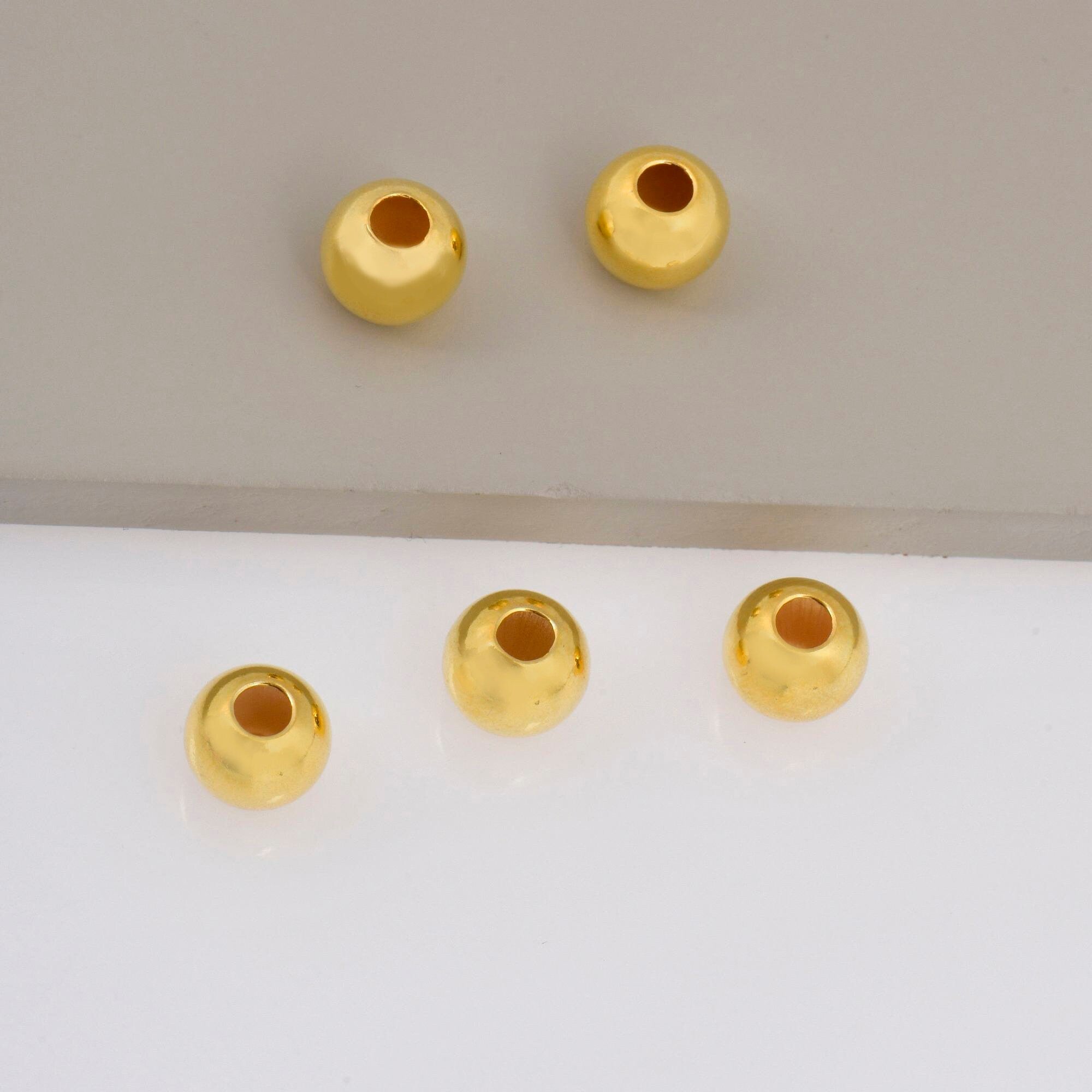 24K Gold 8mm Plated Seamless Round Beads, 925 Silver Round Beads in 24K Gold Vermeil, Round Shape Seperator Beads, Jewelry Supplies, VM3I