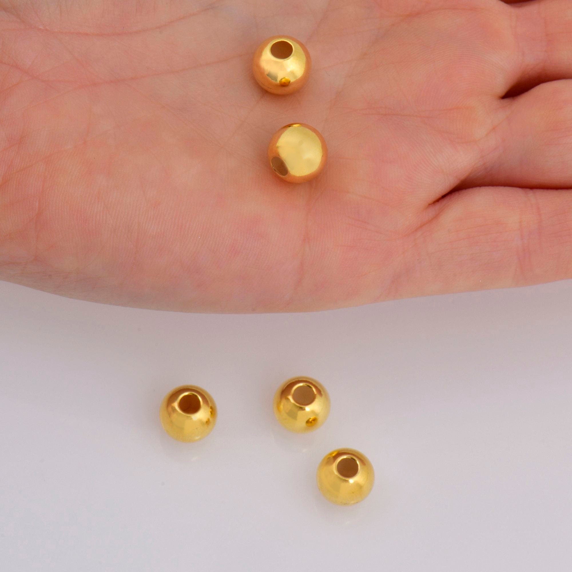 24K Gold 9mm Plated Seamless Round Beads, 925 Silver Round Beads in 24K Gold Vermeil, Round Shape Seperator Beads, Jewelry Supplies, VM3J