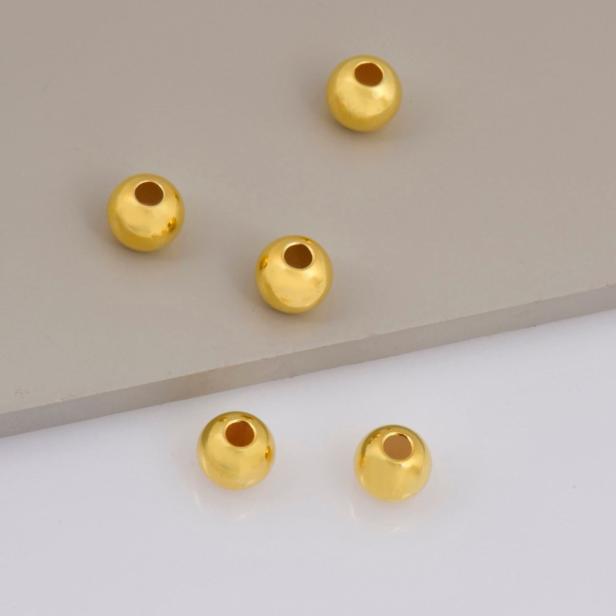 24K Gold 9mm Plated Seamless Round Beads, 925 Silver Round Beads in 24K Gold Vermeil, Round Shape Seperator Beads, Jewelry Supplies, VM3J