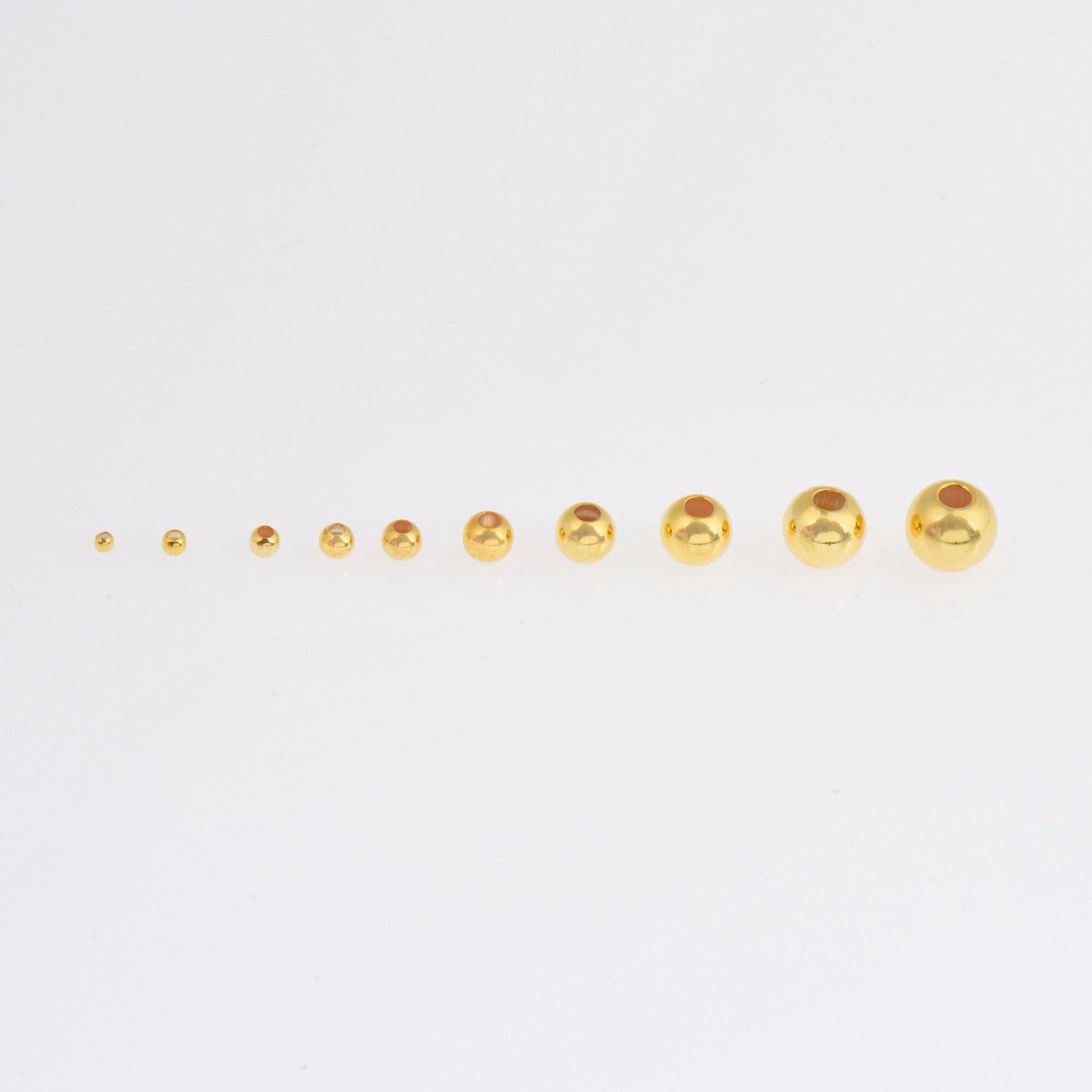 24K Gold Plated Seamless Round Beads, 925 Silver Round Beads in 24K Gold Vermeil, Round Shape Seperator Beads, Jewelry Supplies, VM3 A-J