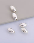 925 Sterling Silver Oval 13.5x8mm Beads, Solid Rice Beads, Seamless Olive Beads, Barrel Shape Bracelet Spacer Beads, Jewelry Supplies, M1F
