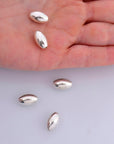 925 Sterling Silver Oval 13.5x8mm Beads, Solid Rice Beads, Seamless Olive Beads, Barrel Shape Bracelet Spacer Beads, Jewelry Supplies, M1F