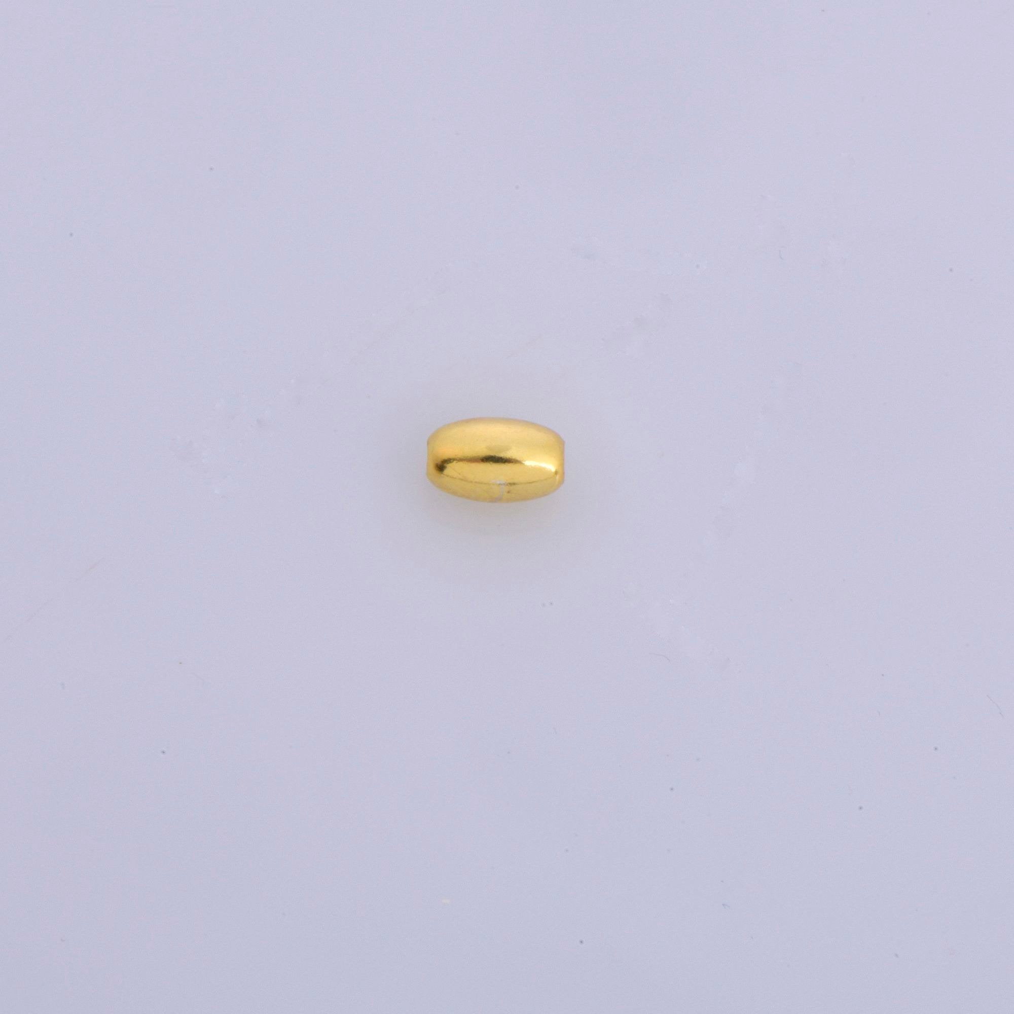 24K Gold 8x5mm Plated Rice Shape Beads, 925 Silver Oval Beads in 24K Gold Vermeil, Smooth Seamless Olive Beads, Jewelry Supplies, VM1C