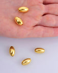 24K Gold Plated Rice Shape Beads, 925 Silver Oval 13.5x8mm Beads in 24K Gold Vermeil, Smooth Seamless Olive Beads, Jewelry Supplies, VM1F