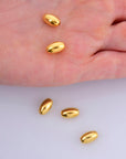 24K Gold 4.5 to 13.5mm Plated Rice Shape Beads, 925 Silver Oval Beads in Gold Vermeil, Smooth Seamless Olive Beads, Jewelry Supplies, VM1A-F