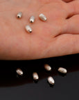 925 Sterling Silver 7x4mm Corrugated Oval Beads, Solid Seamless Oval Beads, Olive Shape Beads, Barrel Shape Jewelry Crafting Supplies, M4B
