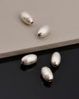 925 Silver Seamless 12x7mm Oval Beads, Sterling Silver Corrugated Oval Beads, Olive Shape Beads, Barrel Shape Jewelry Crafting Supplies, M4E