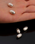 925 Silver Seamless 12x7mm Oval Beads, Sterling Silver Corrugated Oval Beads, Olive Shape Beads, Barrel Shape Jewelry Crafting Supplies, M4E