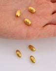 24K Gold 10mmx6mm Plated Seamless Oval Beads, 925 Silver Corrugated Oval Beads in Gold Vermeil, Olive Shape Beads, Jewelry Supplies, VM4D