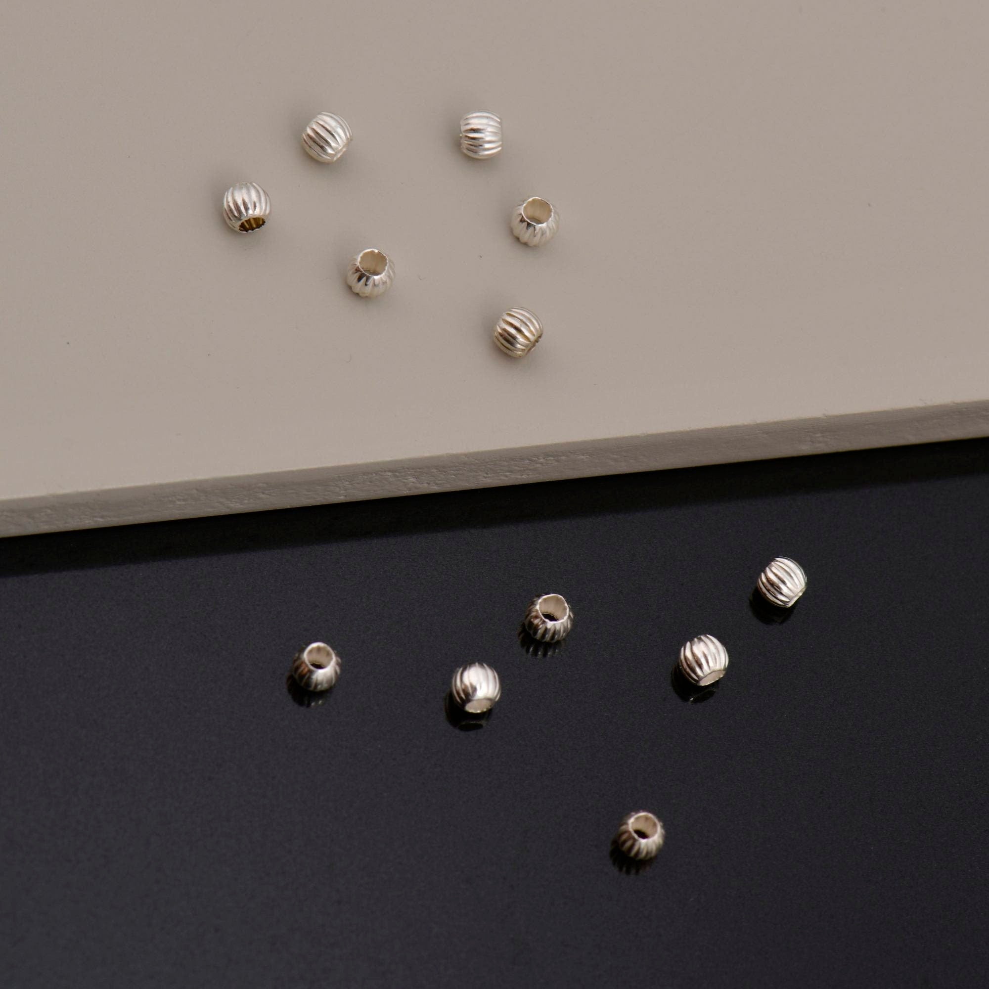 925 Sterling Silver Corrugated 3mm Round Beads, Seamless Round Beads, Solid Silver Round Shape Beads, Seperator Beads, Jewelry Supplies, M5A