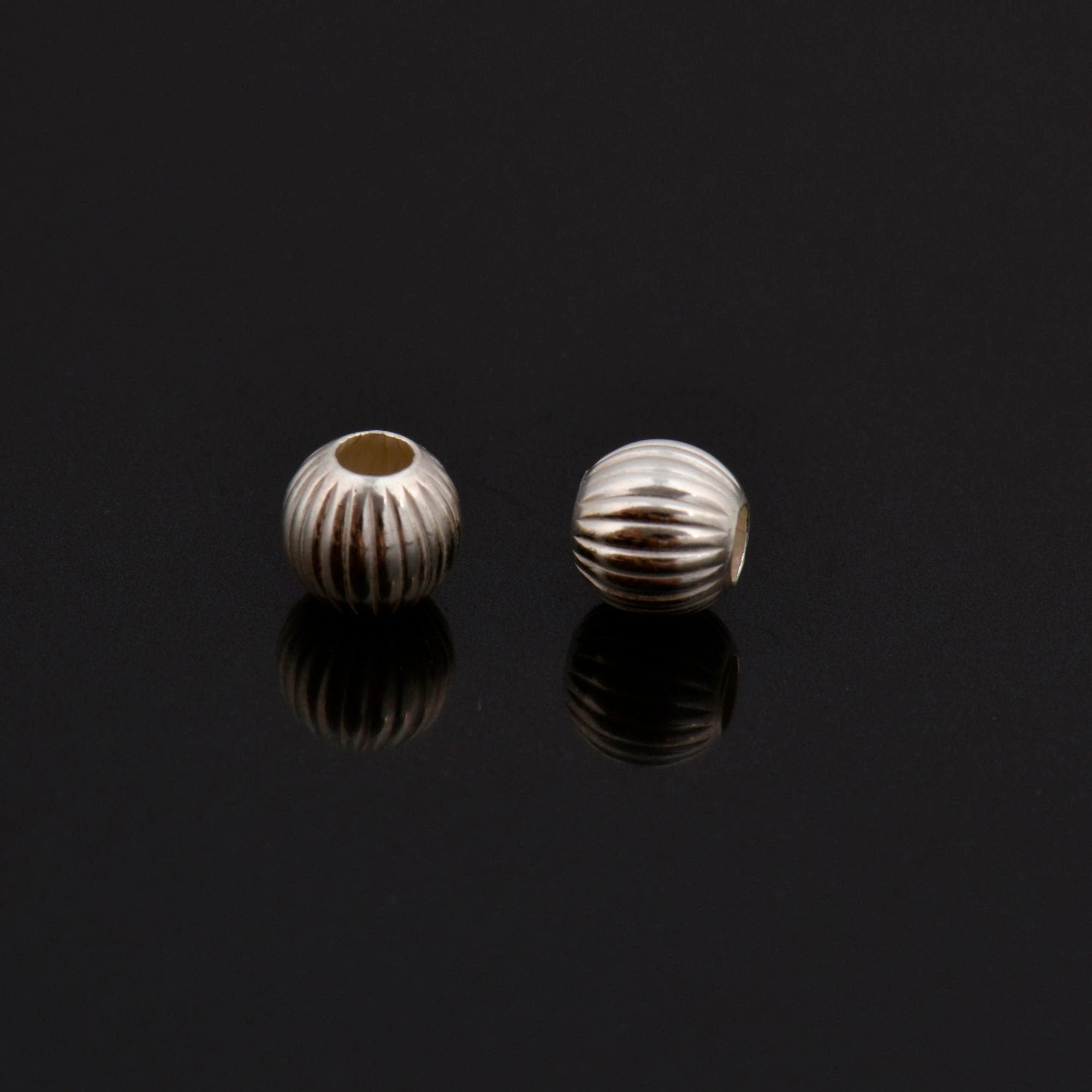 Sterling Silver Corrugated 3mm Round Beads