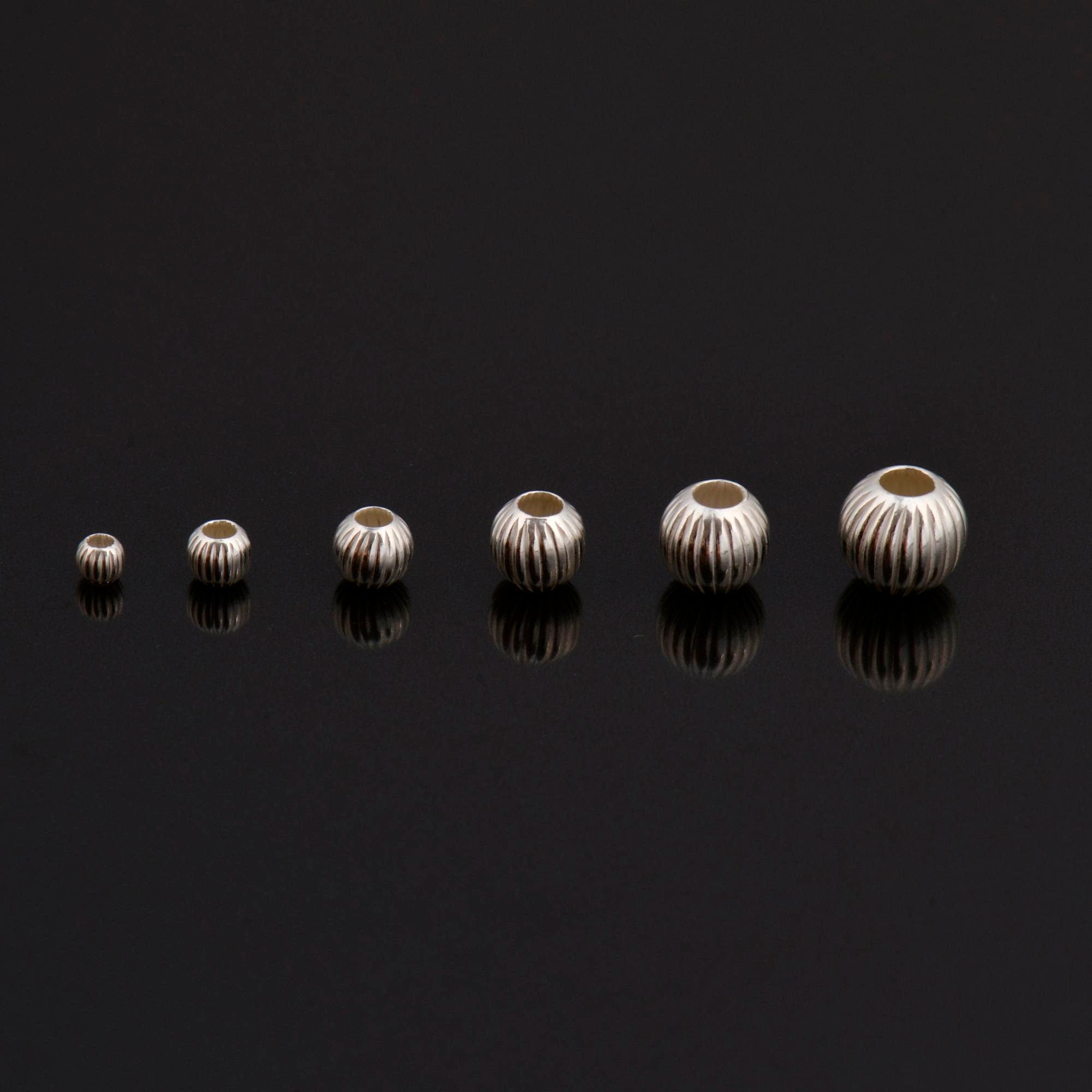 925 Sterling Silver Corrugated Round Beads, Seamless Round Beads, Silver Round Shape Beads, Seperator Beads, Jewelry Supplies, M5 A-F